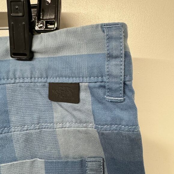 The North Face Mens Blue Checkered Plaid Explore Shorts Stretch Cotton Size 38 - Picture 5 of 11